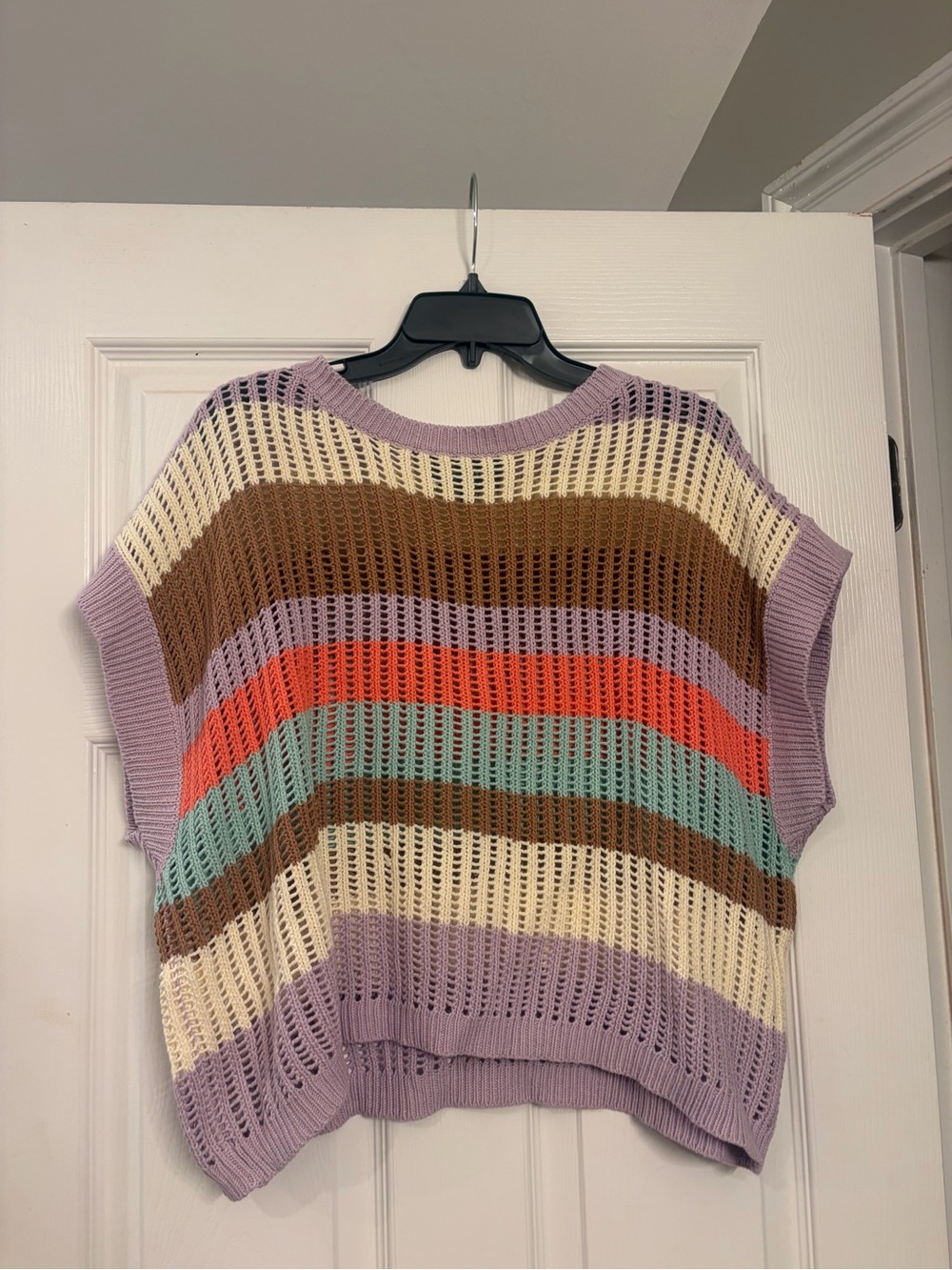 Dress Up Striped Lavender Open-Knit Sweater Top (NWOT)